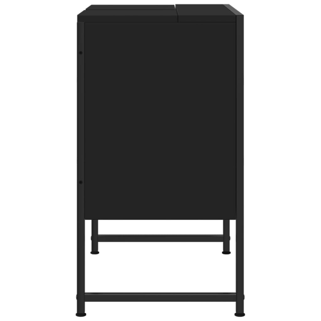 vidaXL Ντουλάπι Νιπτήρα Μπάνιου Μαύρο 60x33x60 εκ. Επεξεργασμένο Ξύλο
