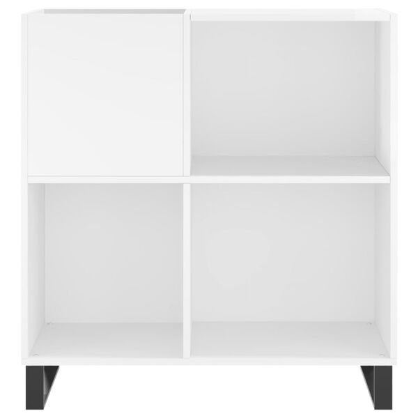 vidaXL Δισκοθήκη Γυαλιστερή Λευκή 84,5 x 38x 89 εκ. από Επεξεργ. Ξύλο