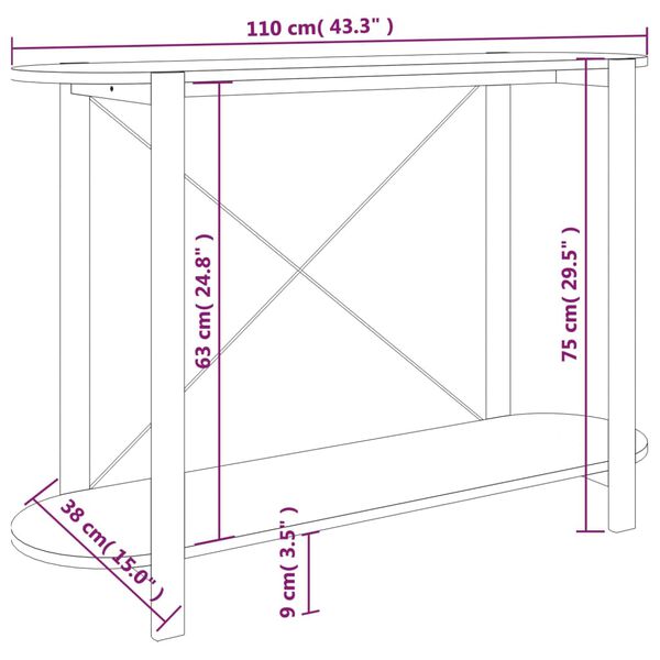 vidaXL Τραπέζι Κονσόλα Λευκό 110 x 38 x 75 εκ. από Επεξεργασμένο Ξύλο