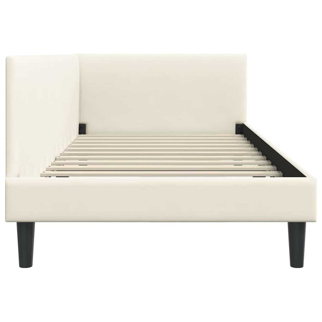 vidaXL Κρεβάτι Γωνίας Κρεμ 80 x 200 cm Βελούδο και Εργοστασιακό ξύλο