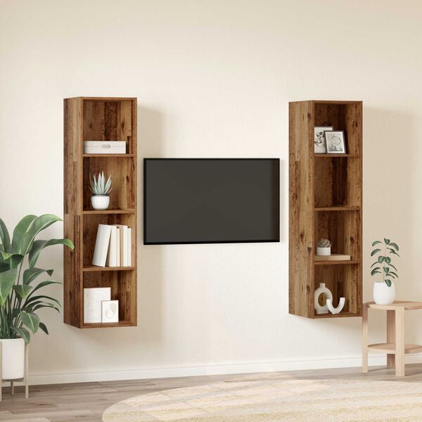 vidaXL Ντουλάπι TV 2 pcs Καφέ 37 x 37 x 142.5 εκ Επεξεργασμένο ξύλο