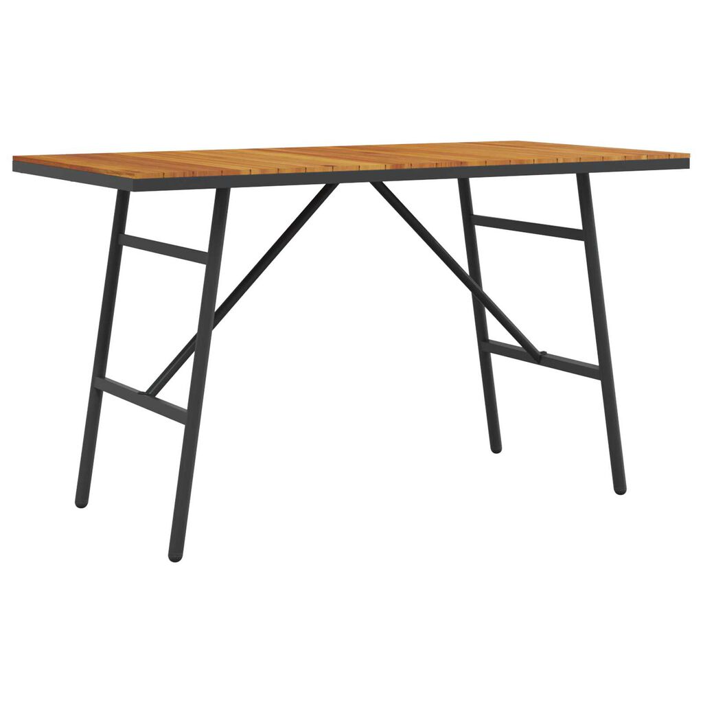 vidaXL Τραπέζι Τραπεζαρίας - Μαύρο, 110x55x62 εκ, Φτιαγμένο από Μασίφ Ξύλο Ακακίας