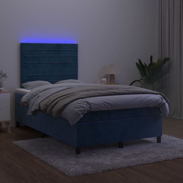 vidaXL &Kappa;&rho;&epsilon;&beta;ά&tau;&iota; Boxspring &mu;&epsilon; &Sigma;&tau;&rho;ώ&mu;&alpha; & LED &Sigma;&kappa;. &Mu;&pi;&lambda;&epsilon; 120x190&epsilon;&kappa;. &Beta;&epsilon;&lambda;&omicron;ύ&delta;&iota;&nu;&omicron;