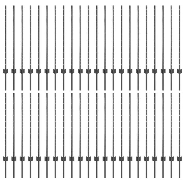 vidaXL Πό posts φράχτη 88 pcs Γκρι 140 cm Ατσάλι