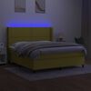 vidaXL Κρεβάτι Boxspring με Στρώμα & LED Πράσινο 180x200 εκ Υφασμάτινο