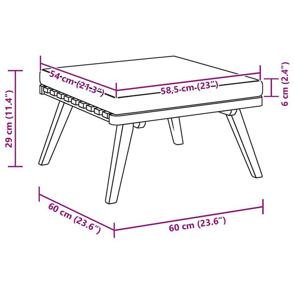vidaXL Υποπόδιο Κήπου 60x60x29 εκ. από Μασίφ Ξύλο Ακακίας με Μαξιλάρι