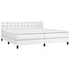 vidaXL Κρεβάτι Boxspring με Στρώμα & LED Λευκό 200x200 εκ. Συνθ. Δέρμα