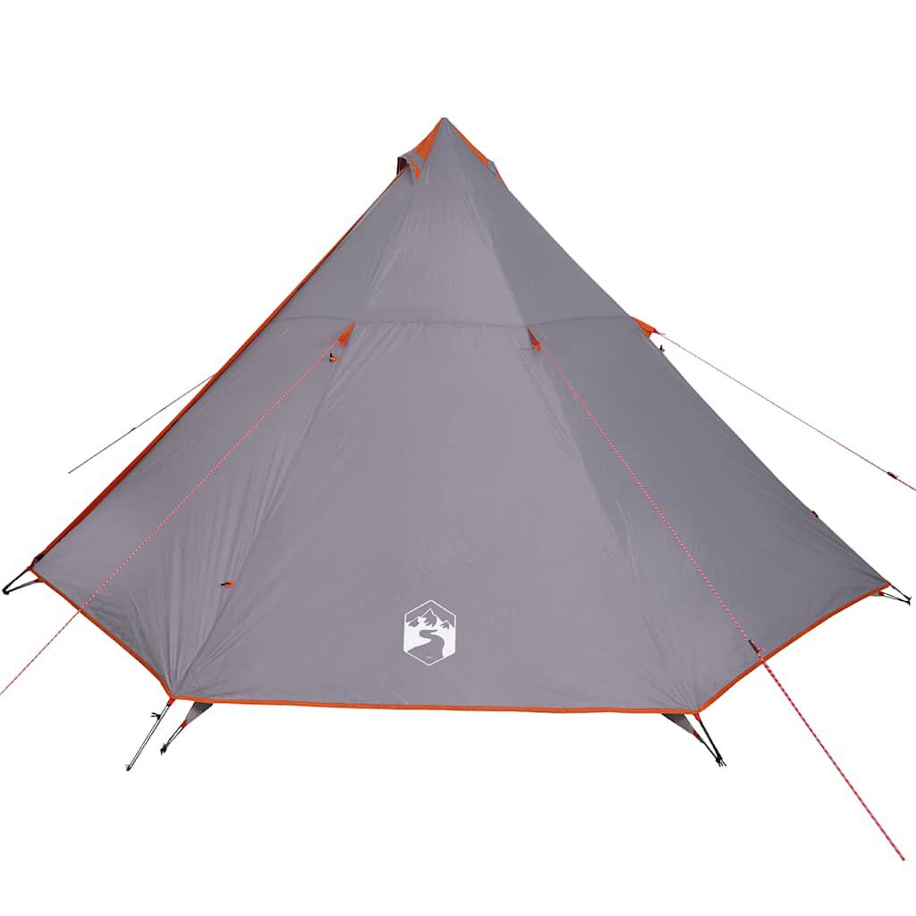 vidaXL Σκηνή Κάμπινγκ Tipi 8 Ατόμων Αδιάβροχη Γκρι/Πορτοκαλί