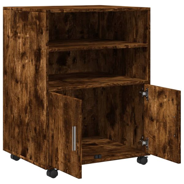 vidaXL Ντουλάπι Με Ροδάκια Καπνιστή Δρυς 60x48x81 εκ. Επεξ. Ξύλο