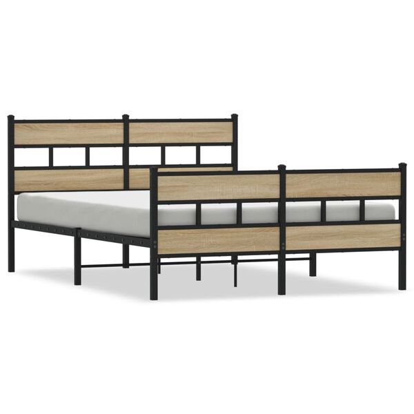 vidaXL Σκελετός Κρεβ. Χωρίς Στρώμα Sonoma Δρυς 150x200 εκ. Μεταλλικό