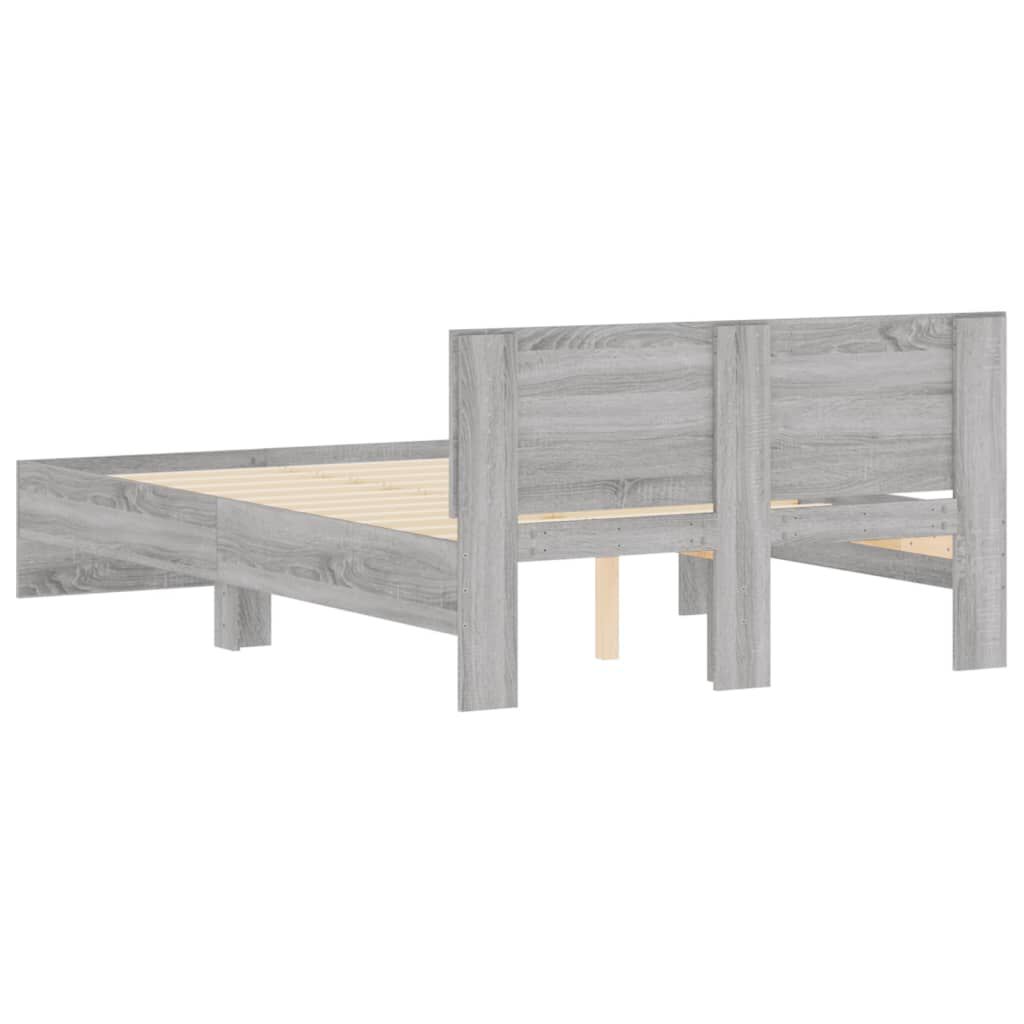 vidaXL Πλαίσιο Κρεβατιού με Κεφαλάρι Γκρι Sonoma 135x190 εκ.