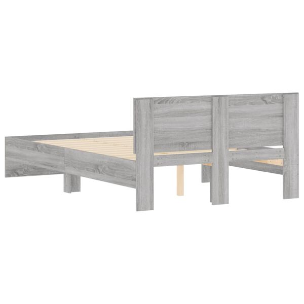 vidaXL Πλαίσιο Κρεβατιού με Κεφαλάρι Γκρι Sonoma 135x190 εκ.