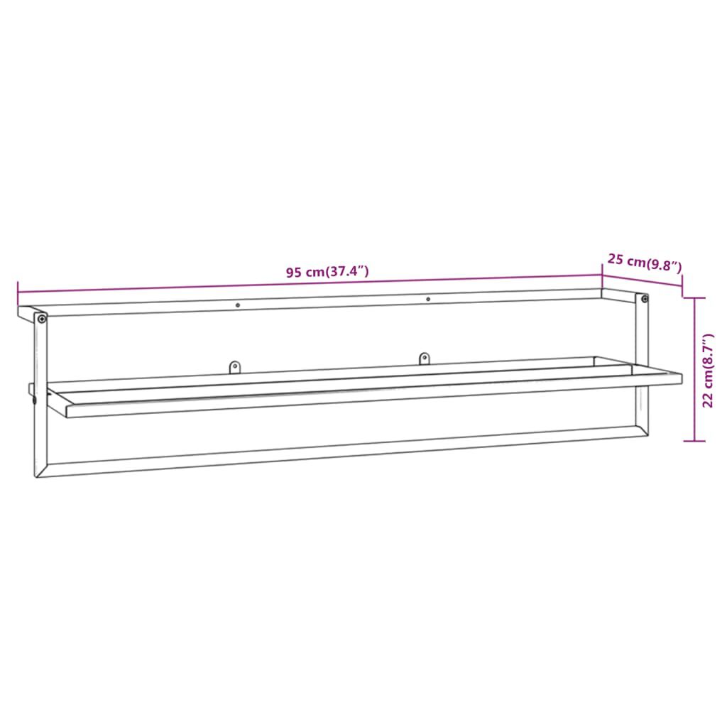 vidaXL Βάση για Πετσέτες Επιτοίχια Λευκή 95 x 25 x 22 εκ. Σιδερένια