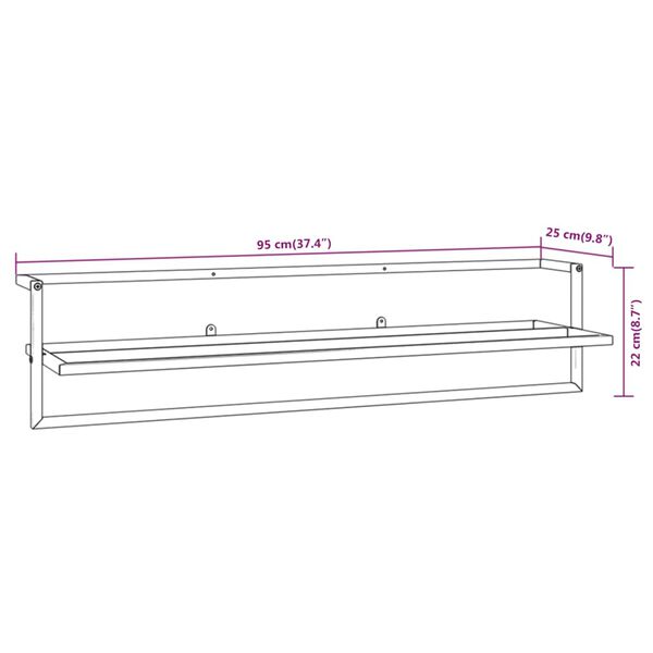 vidaXL Βάση για Πετσέτες Επιτοίχια Λευκή 95 x 25 x 22 εκ. Σιδερένια