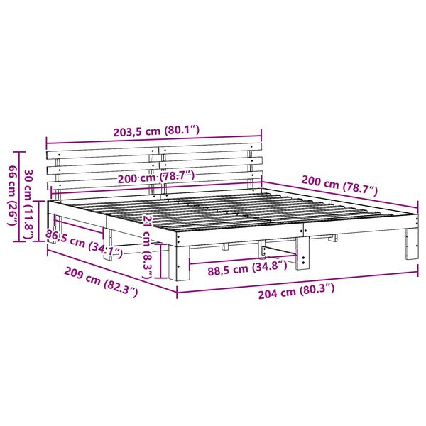 vidaXL Σκελετός Κρεβατιού Λευκό 200 x 200 cm Μασίφ ξύλο πεύκου