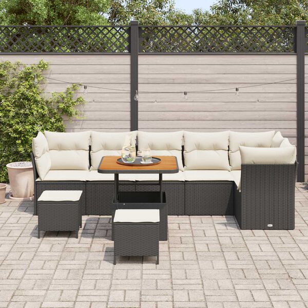 vidaXL Σετ Καναπέ Κήπου 9 pcs Μαύρο συνθετικό ρατάν