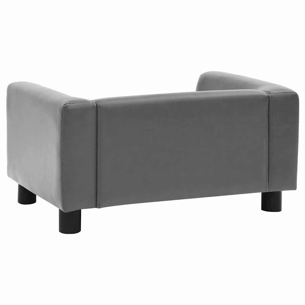 vidaXL Καναπές-Κρεβάτι Σκύλου Γκρι 60x43x30 εκ. Βελουτέ/Συνθετ. Δέρμα