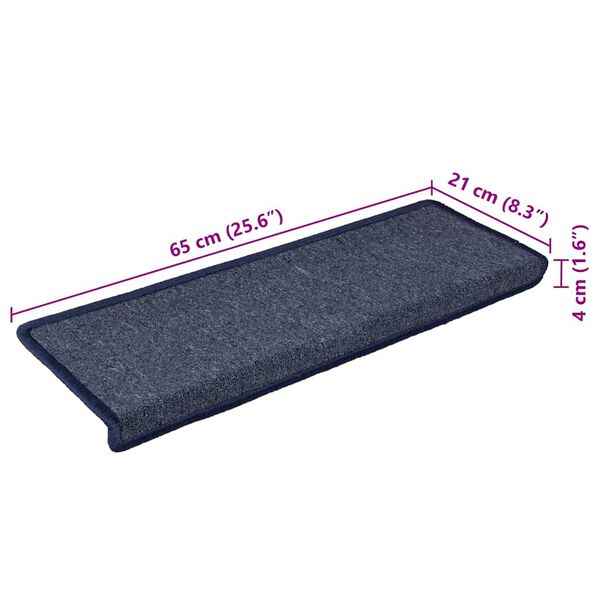 vidaXL Πατάκια Σκαλοπάτια 30 τεμ. 65x21x4 εκ. Σκούρο Γκρι και Μπλε Ορθογώνια Άκρη