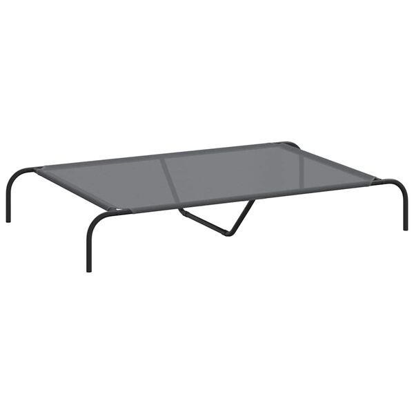 vidaXL Ανυψωμένο κρεβάτι σκύλου γκρι 130x80x20 cm Textilene και χάλυβα