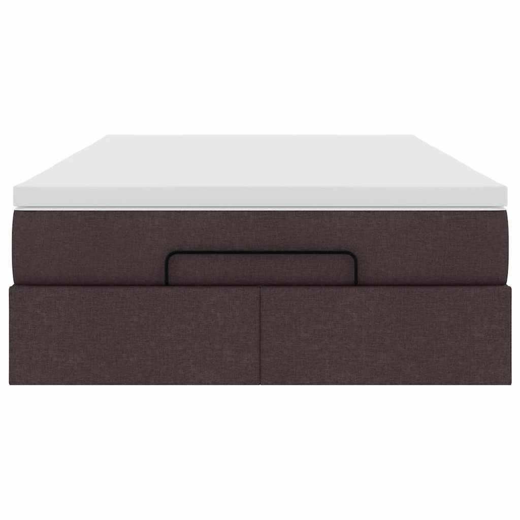 vidaXL Οθωμανικό κρεβάτι με στρώμα Σκούρο καφέ 120x190 cm Ύφασμα