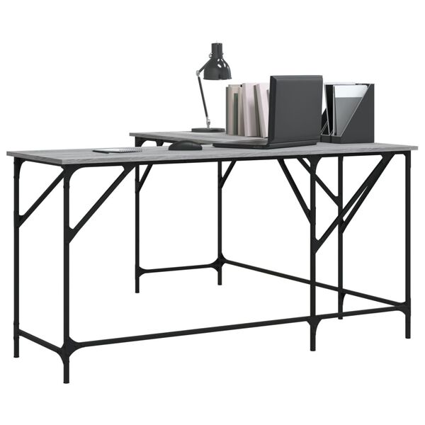vidaXL Γραφείο Γκρι Sonoma 149x149x75 εκ. από Επεξεργασμένο Ξύλο