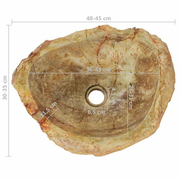 vidaXL Νιπτήρας Απολίθωμα Κρεμ 45 x 35 x 15 εκ. Πέτρινος