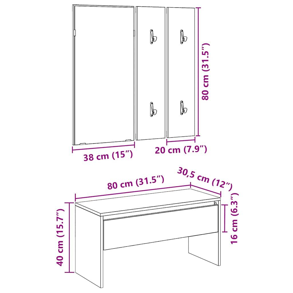 vidaXL σετ επίπλων διαδρόμου Artisan Oak Engineered Wood