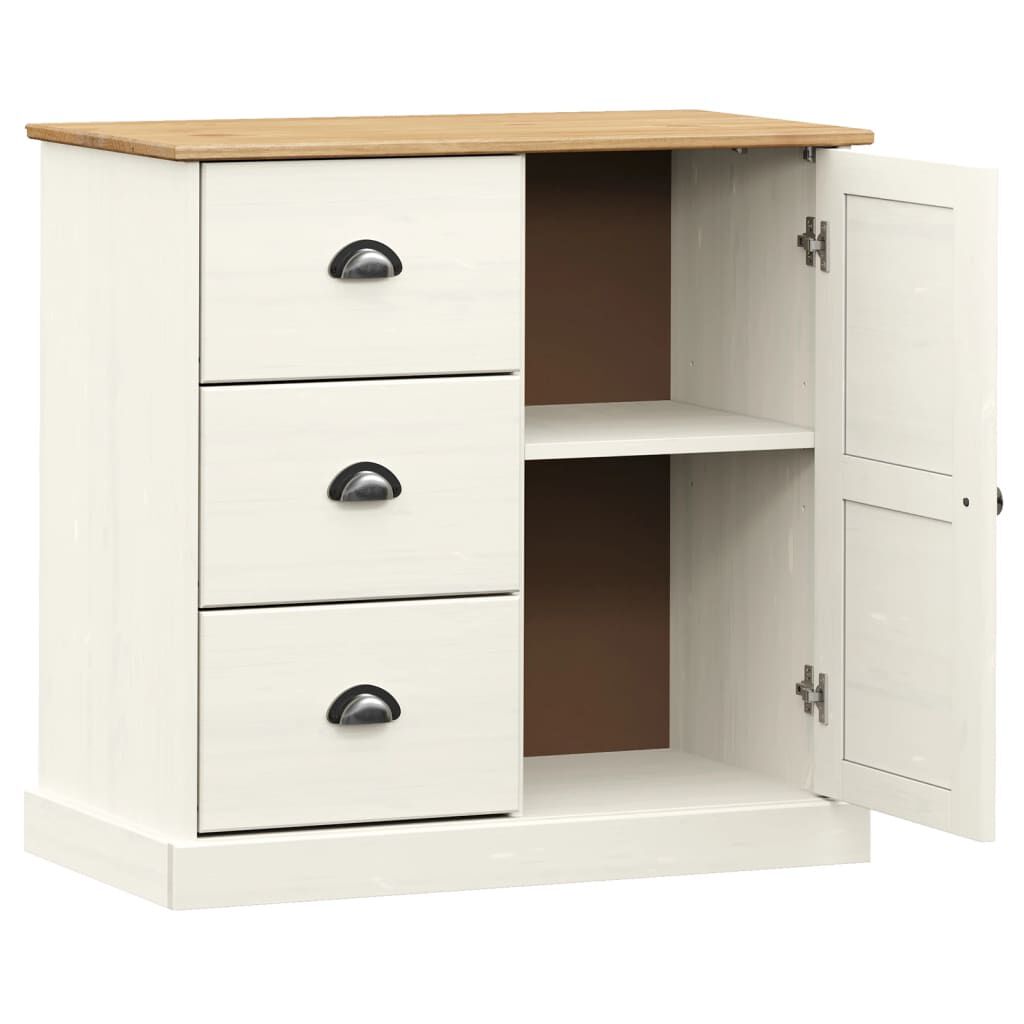 vidaXL Ντουλάπι με Συρτάρια VIGO Λευκό 78x40x75 εκ. Μασίφ Ξύλο Πεύκου