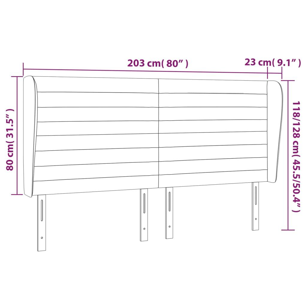 vidaXL Κεφαλάρι με Πτερύγια Μαύρο203x23x118/128 εκ. Υφασμάτινο
