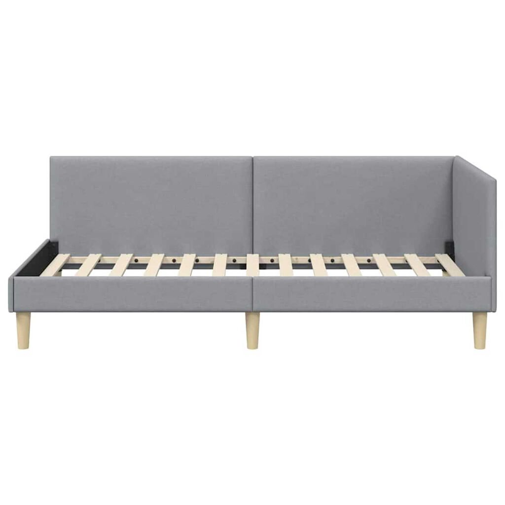 vidaXL Κρεβάτι Γωνίας Ανοιχτό γκρι 100 x 200 cm Ύφασμα και Έργο ξύλου