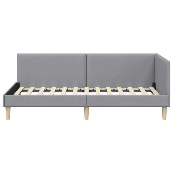 vidaXL Κρεβάτι Γωνίας Ανοιχτό γκρι 100 x 200 cm Ύφασμα και Έργο ξύλου