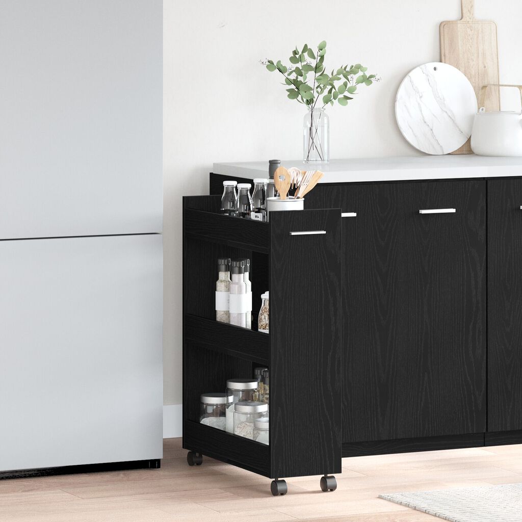 vidaXL Κιβώτιο Ρολά Μαύρο Δρυς 60x22x79 εκ Επεξεργασμένο Ξύλο