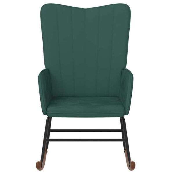 vidaXL Κουνιστή Πολυθρόνα Σκούρο Πράσινο Βελούδινη