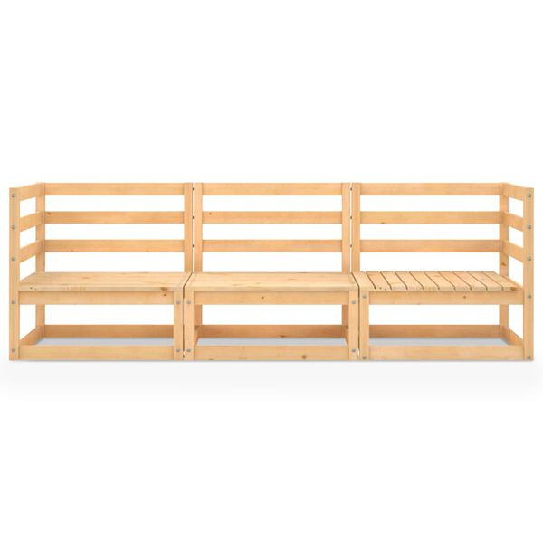 vidaXL Καναπές Κήπου Τριθέσιος από Μασίφ Ξύλο Πεύκου