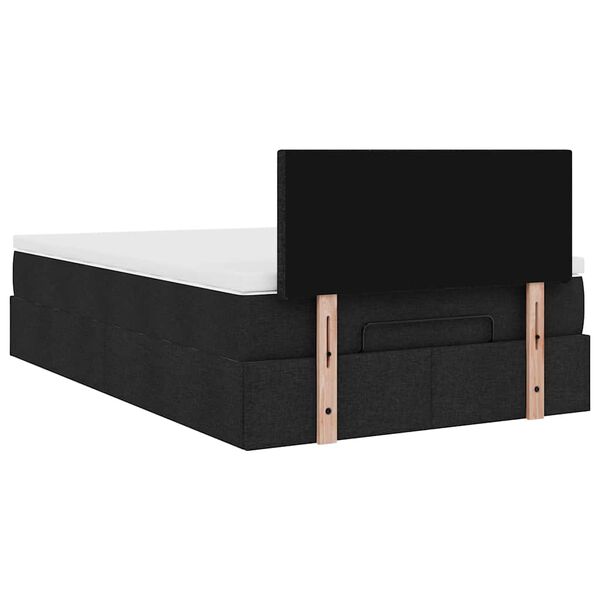 vidaXL Οθωμανικό κρεβάτι με στρώμα & LEDs Μαύρο 120x190 cm Ύφασμα