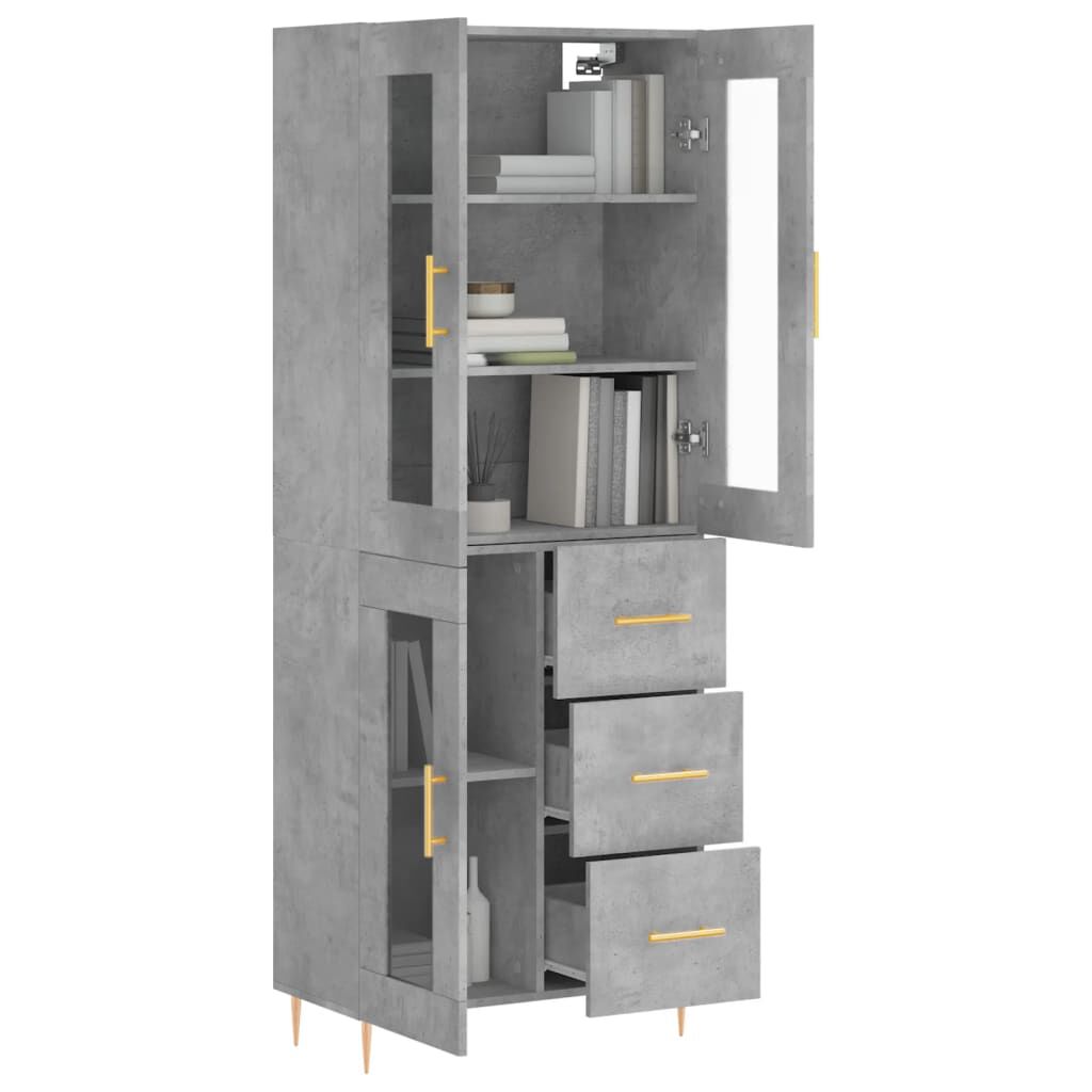 vidaXL Ντουλάπι Γκρι Σκυροδέματος 69,5x34x180 εκ. Επεξεργασμένο Ξύλο