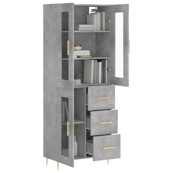 vidaXL Ντουλάπι Γκρι Σκυροδέματος 69,5x34x180 εκ. Επεξεργασμένο Ξύλο