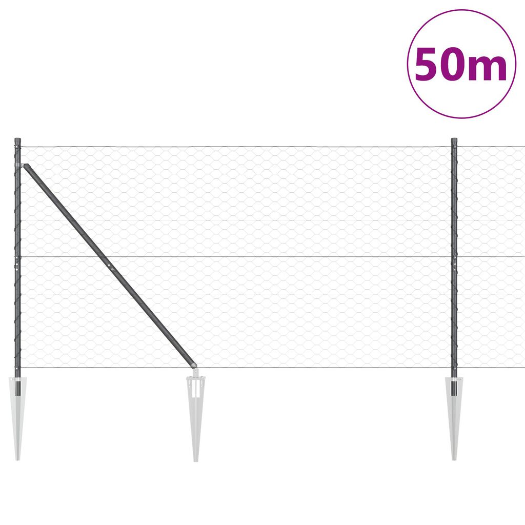 Φράχτης Hexagon της vidaXL Γκρι 1.2x50 μ Χάλυβας