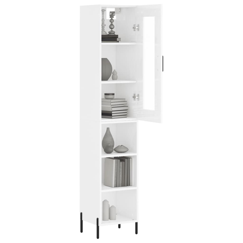 vidaXL Ντουλάπι Γυαλ. Λευκό 34,5 x 34 x 180 εκ. από Επεξεργασμένο Ξύλο