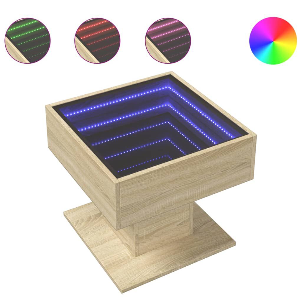 vidaXL Τραπεζάκι Σαλονιού με LED Δρυς 50x50x45 εκ. Επεξεργασμένο Ξύλο