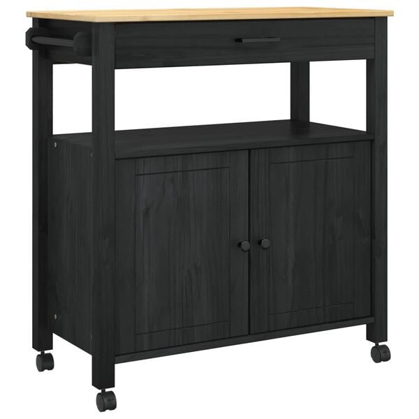 vidaXL Καρότσι Κουζίνας Μονόχρωμο Μαύρο 88,5 x 40 x 48 εκ.