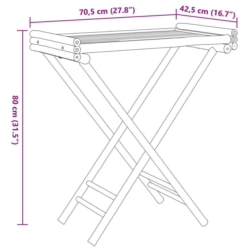 vidaXL Τραπέζι Δίσκος Πτυσσόμενο 70,5 x 42,5 x 80 εκ. από Μπαμπού