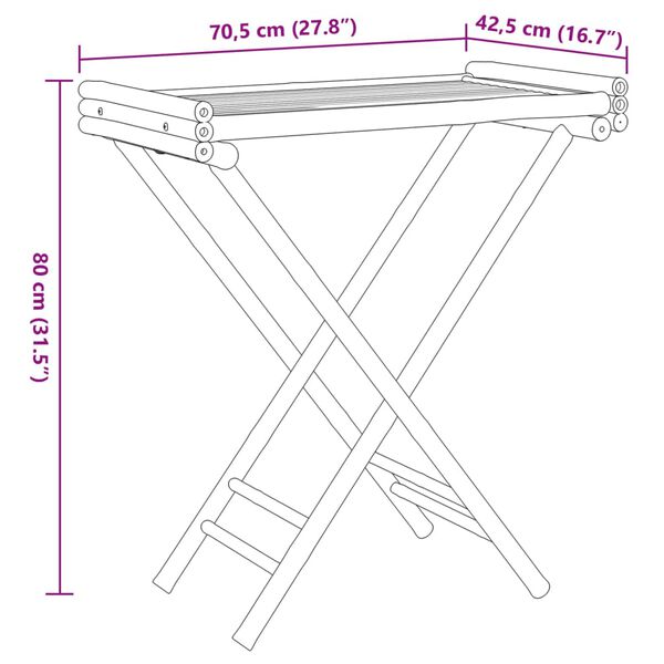 vidaXL Τραπέζι Δίσκος Πτυσσόμενο 70,5 x 42,5 x 80 εκ. από Μπαμπού