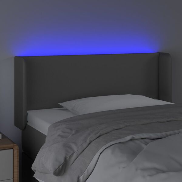 vidaXL Κεφαλάρι Κρεβατιού LED Γκρι 103x16x78/88εκ. από Συνθετικό Δέρμα