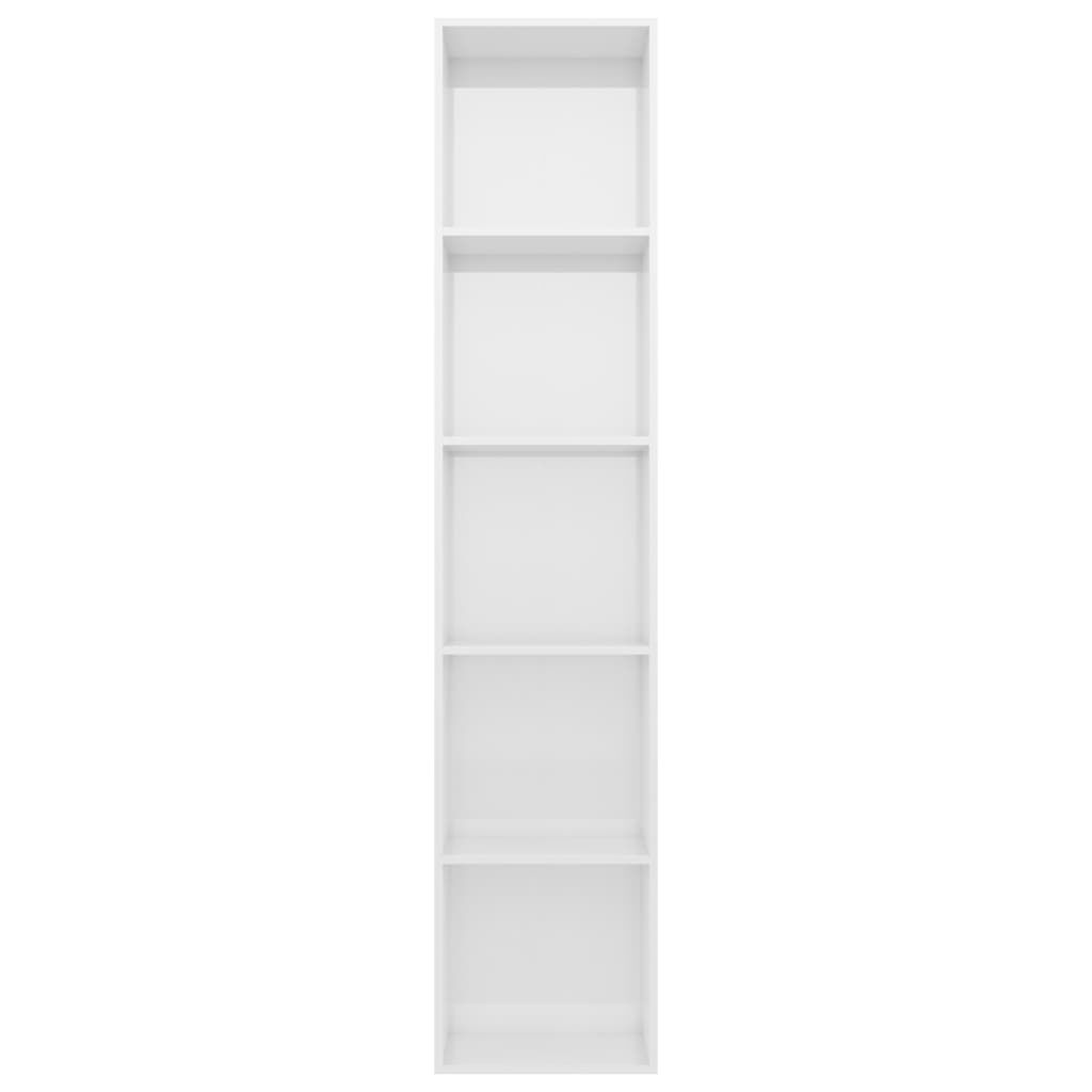 vidaXL Βιβλιοθήκη Γυαλιστερό Λευκό 40 x 30 x 189 εκ. από Μοριοσανίδα