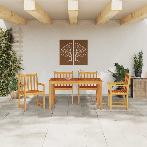 vidaXL Σέτ φαγητού για κήπο 5 pcs Καφέ Μασίφ ξύλο ακακίας