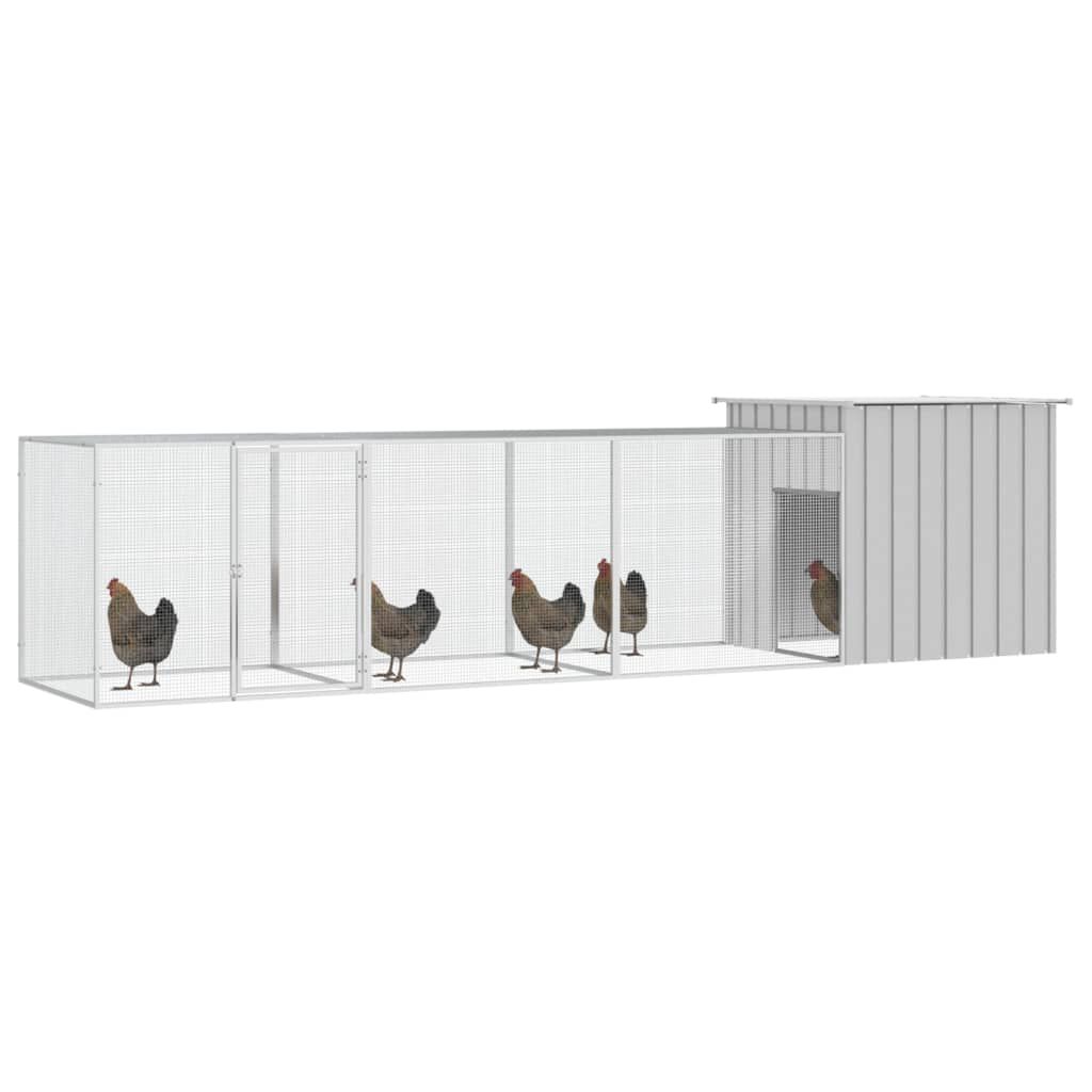 vidaXL Κοτέτσι - Κλουβί Γκρι 400x91x100 εκ. από Γαλβανισμένο Χάλυβα