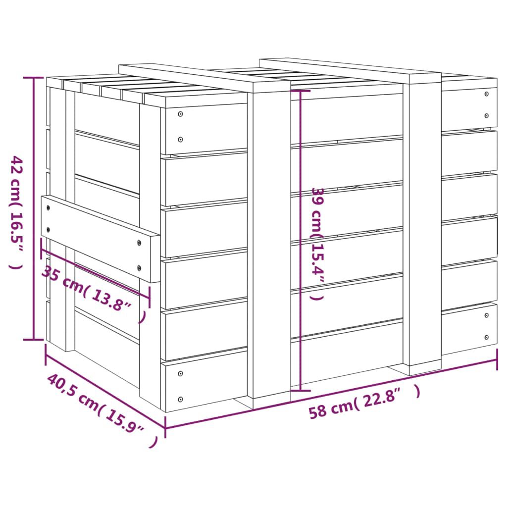 vidaXL Κουτί Αποθήκευσης Μαύρα 58x40,5x42 εκ. Μασίφ Ξύλο Πεύκου