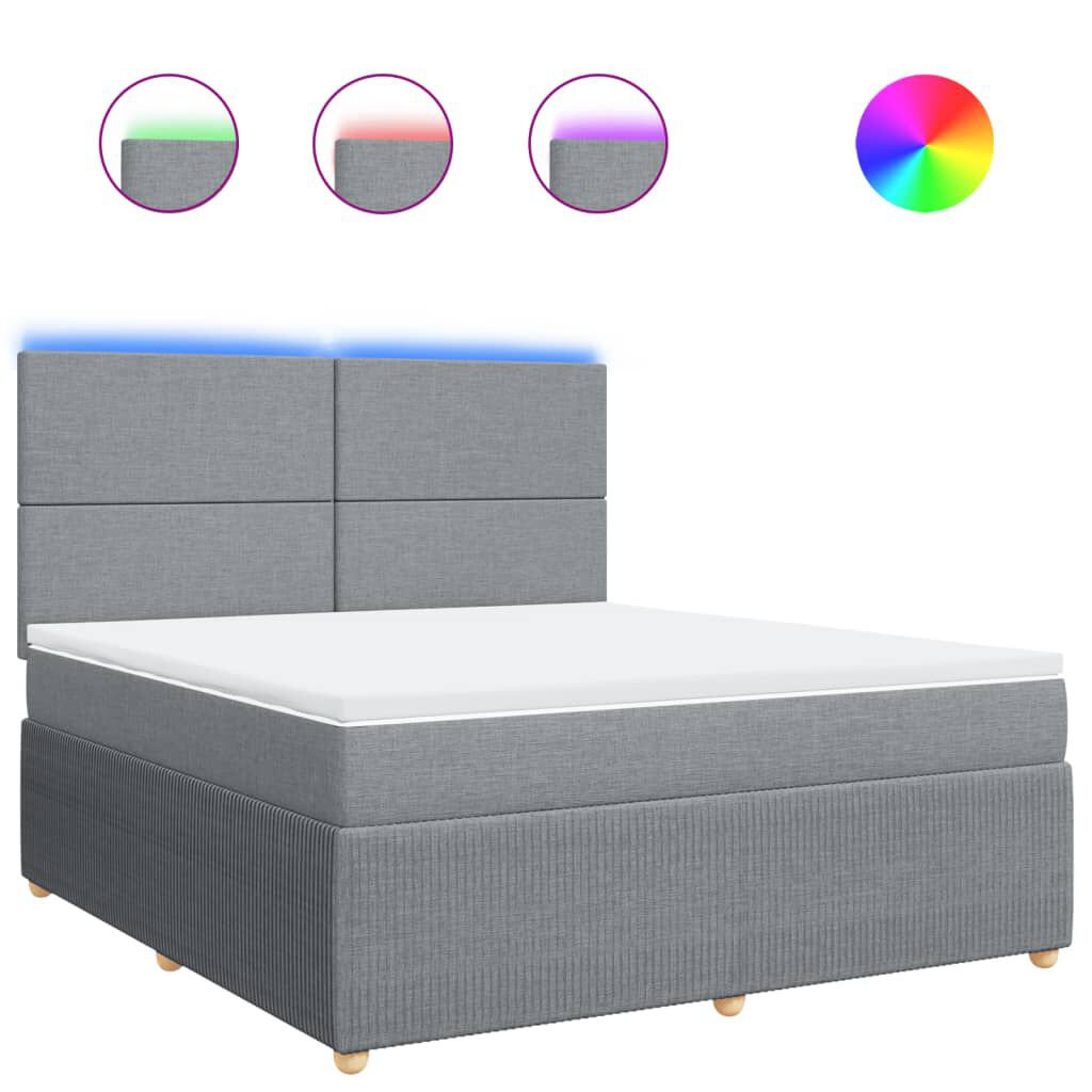 vidaXL Κρεβάτι Boxspring με Στρώμα Ανοιχτό Γκρι 180x200 εκ. Υφασμάτινο