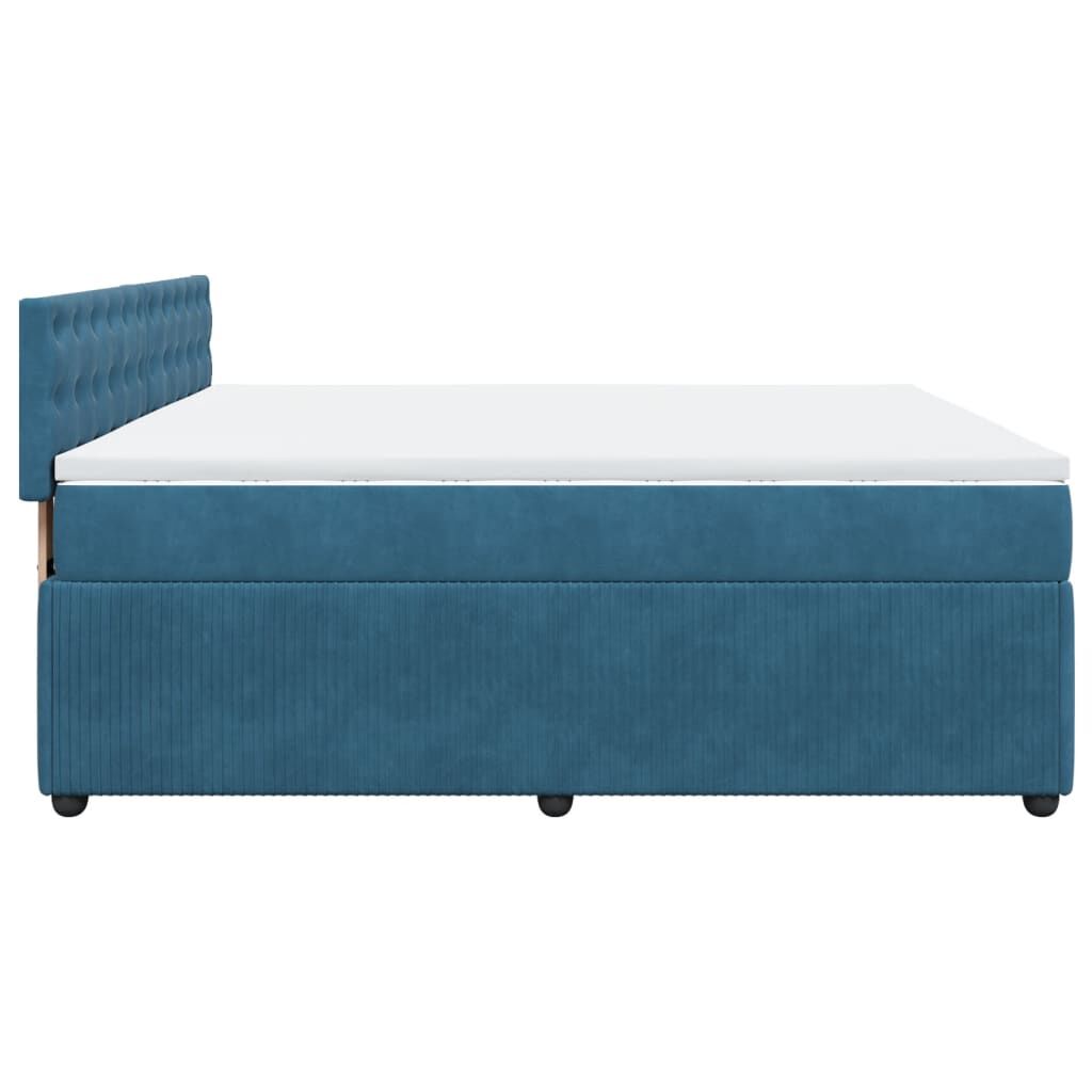 vidaXL Κρεβάτι Boxspring με Στρώμα Μπλε 180x200 εκ. Βελούδινο